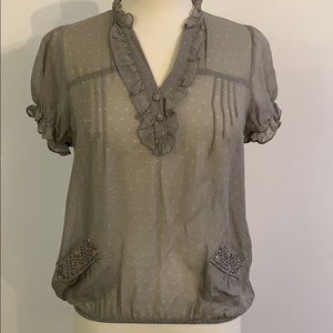 Anthropologie Petticoat Alley gray silk blouse